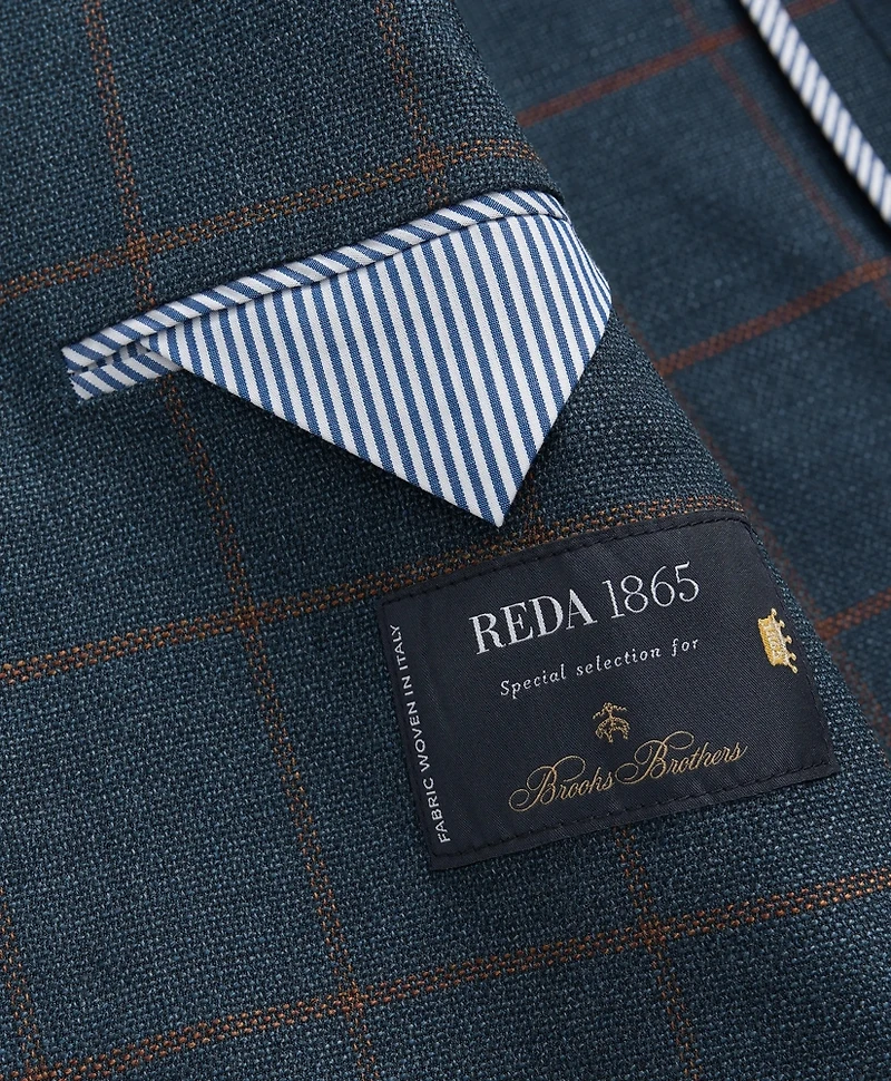 Traditional Fit Stretch Wool Hopsack Windowpane Sport Coat