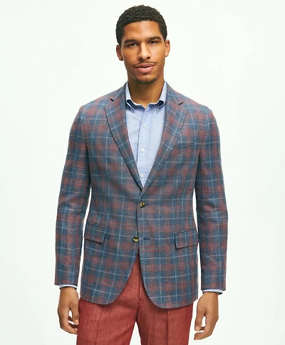 Classic Fit 1818 Plaid Hopsack Sport Coat Linen-Wool Blend