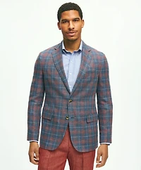 Classic Fit 1818 Plaid Hopsack Sport Coat Linen-Wool Blend