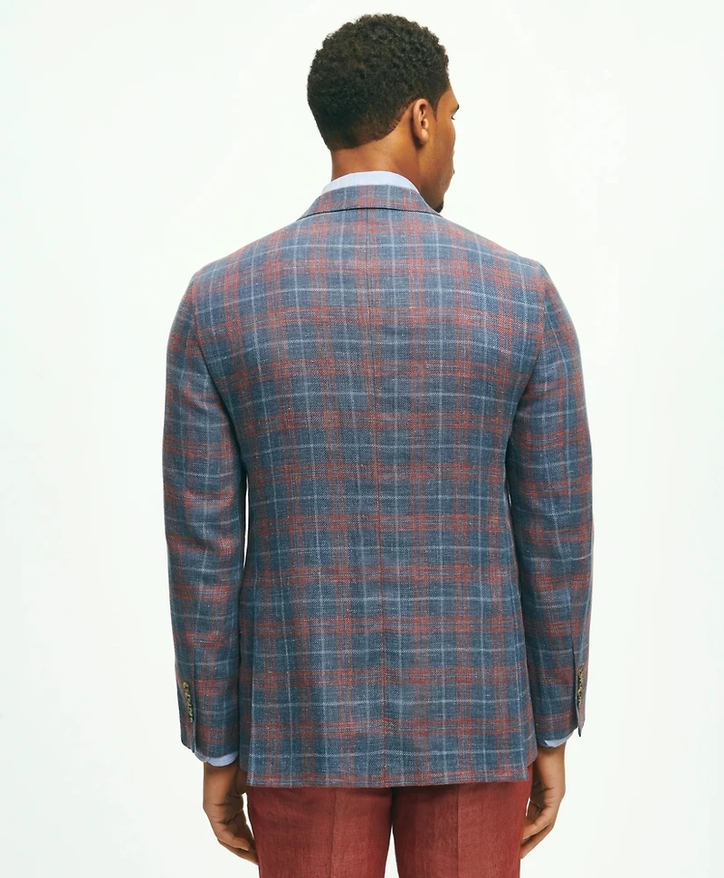 Classic Fit 1818 Plaid Hopsack Sport Coat Linen-Wool Blend