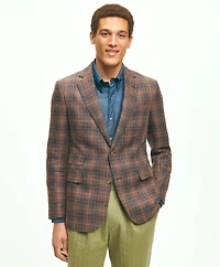Slim Fit Plaid Hopsack Sport Coat Linen-Wool Blend