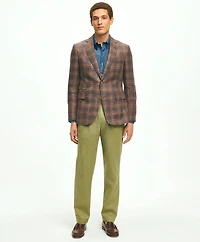 Slim Fit Plaid Hopsack Sport Coat Linen-Wool Blend