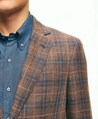 Slim Fit Plaid Hopsack Sport Coat Linen-Wool Blend