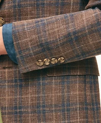 Slim Fit Plaid Hopsack Sport Coat Linen-Wool Blend