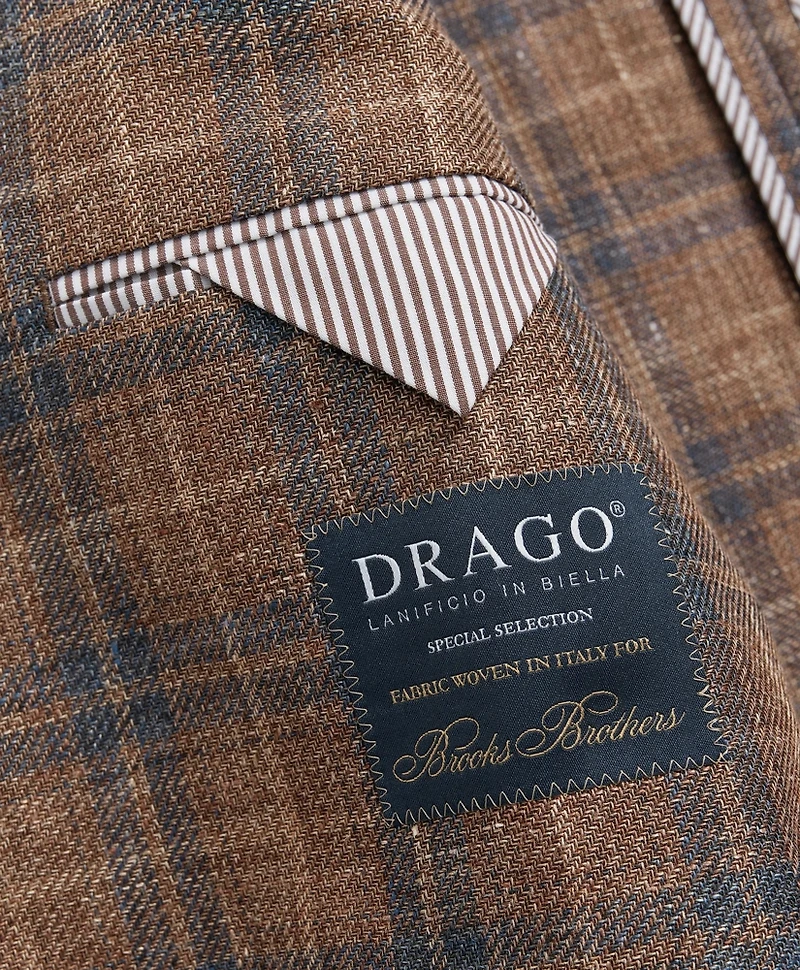Slim Fit Plaid Hopsack Sport Coat Linen-Wool Blend