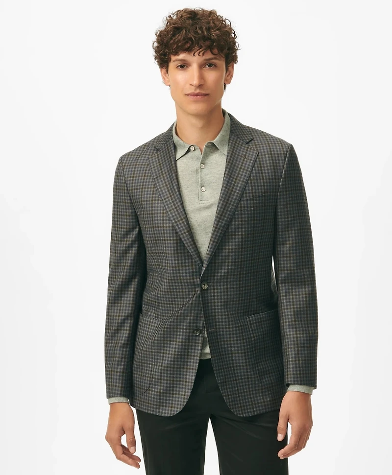 Classic Fit Gingham Sport Coat Merino Wool