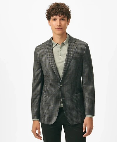 Classic Fit Gingham Sport Coat Merino Wool