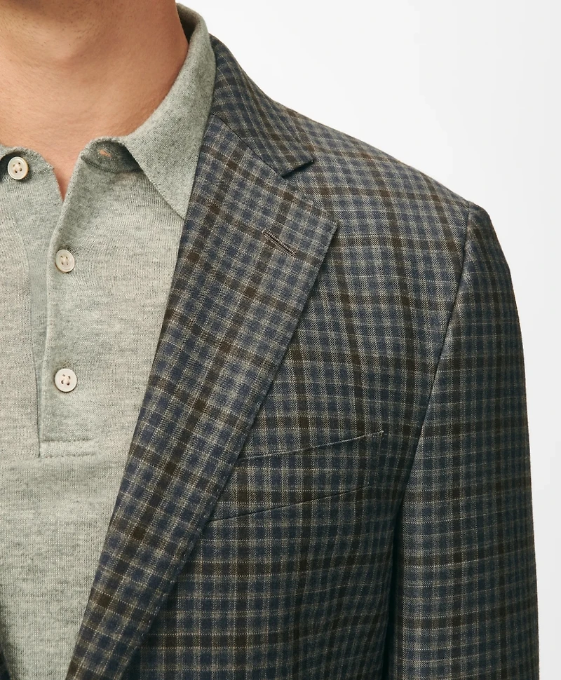 Classic Fit Gingham Sport Coat Merino Wool