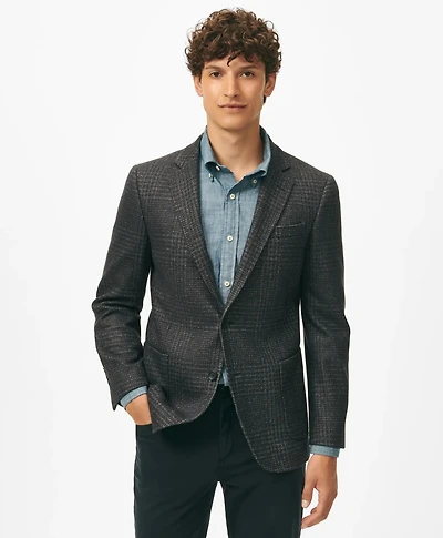 Classic Fit Large Check Knit Sport Coat Wool-Blend