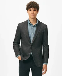 Classic Fit Large Check Knit Sport Coat Wool-Blend