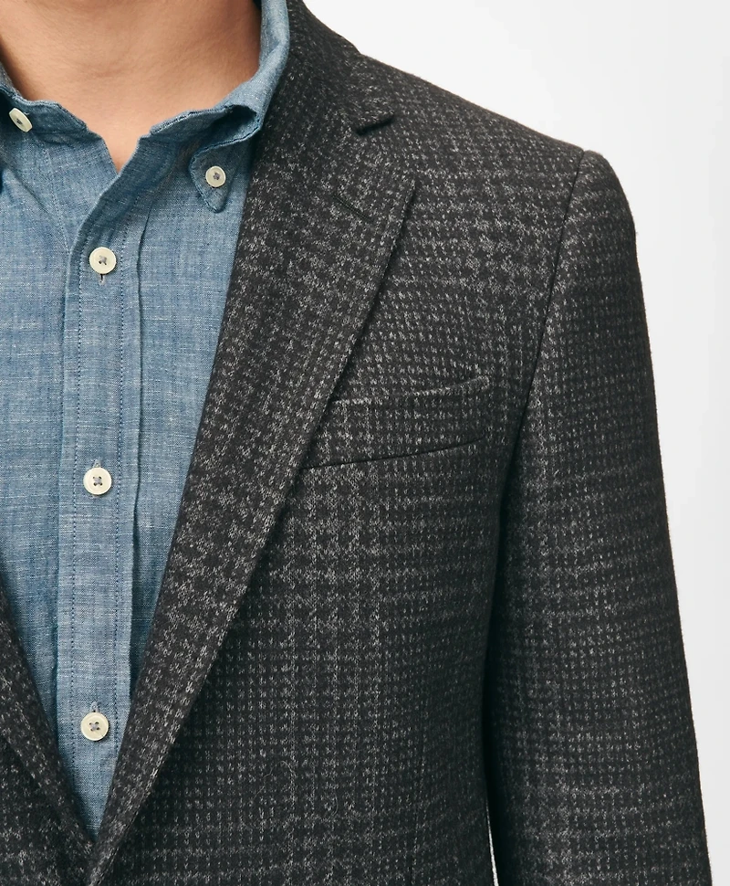Classic Fit Large Check Knit Sport Coat Wool-Blend