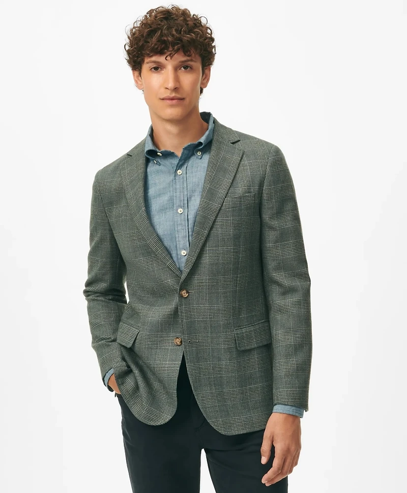 Classic Fit Checked Sport Coat Hopsack Wool