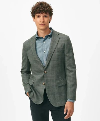 Classic Fit Checked Sport Coat Hopsack Wool