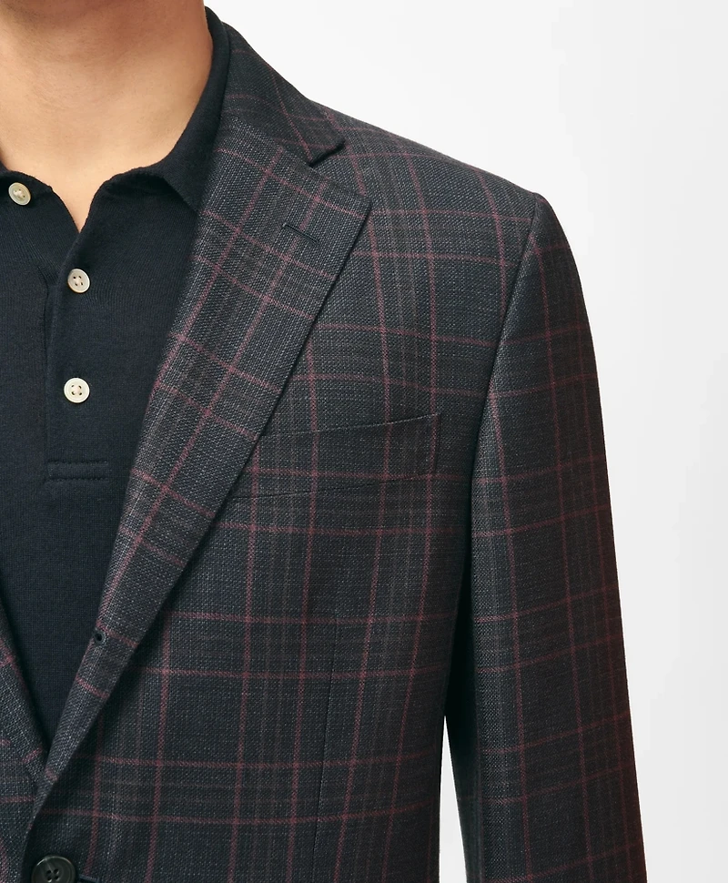Slim Fit Checked Sport Coat Hopsack Wool