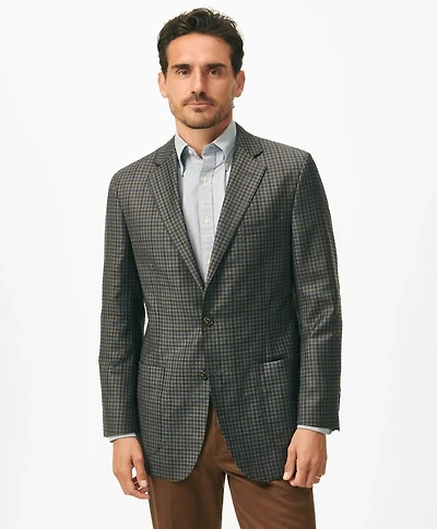 Traditional Fit Gingham Sport Coat Wool