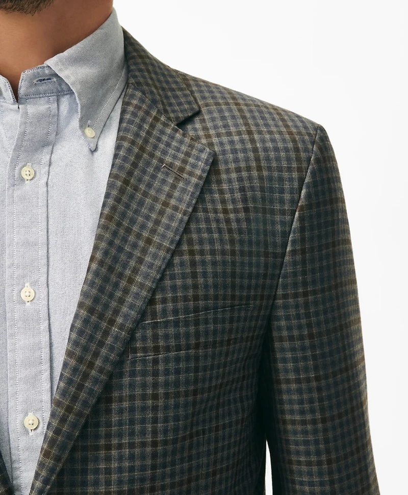 Traditional Fit Gingham Sport Coat Wool