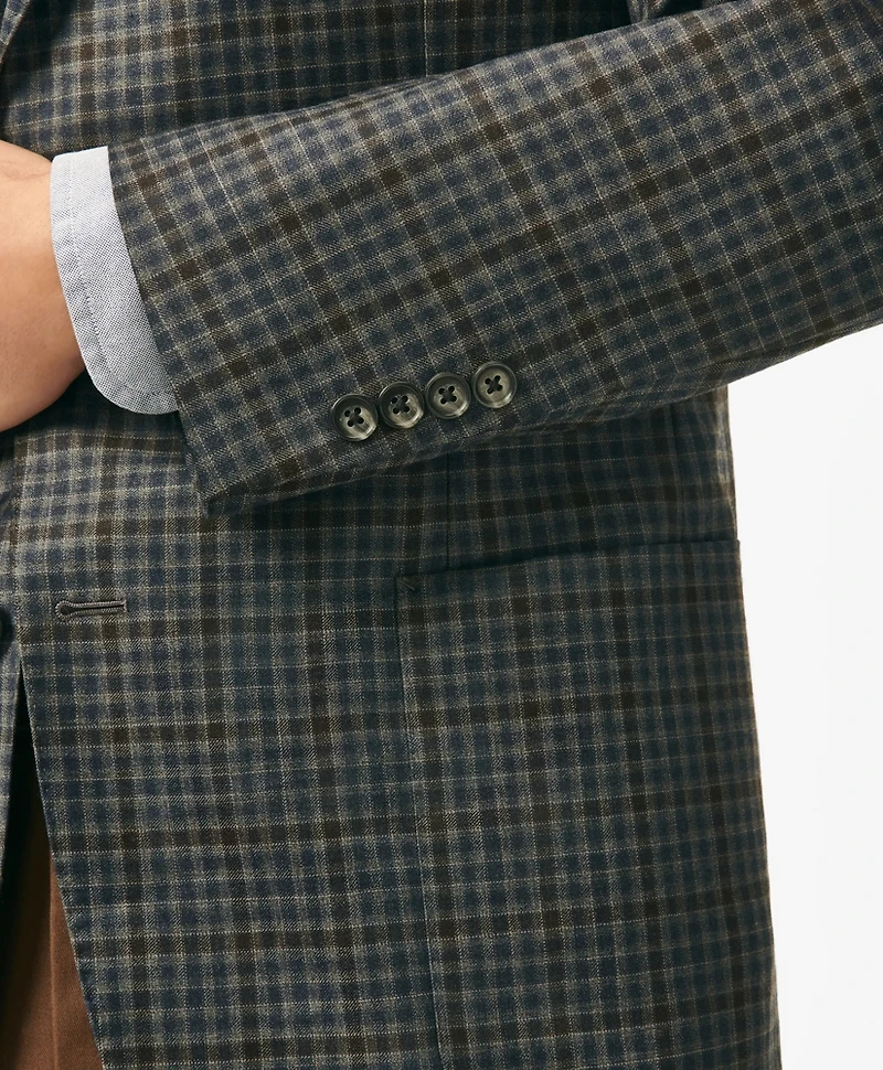 Traditional Fit Gingham Sport Coat Wool