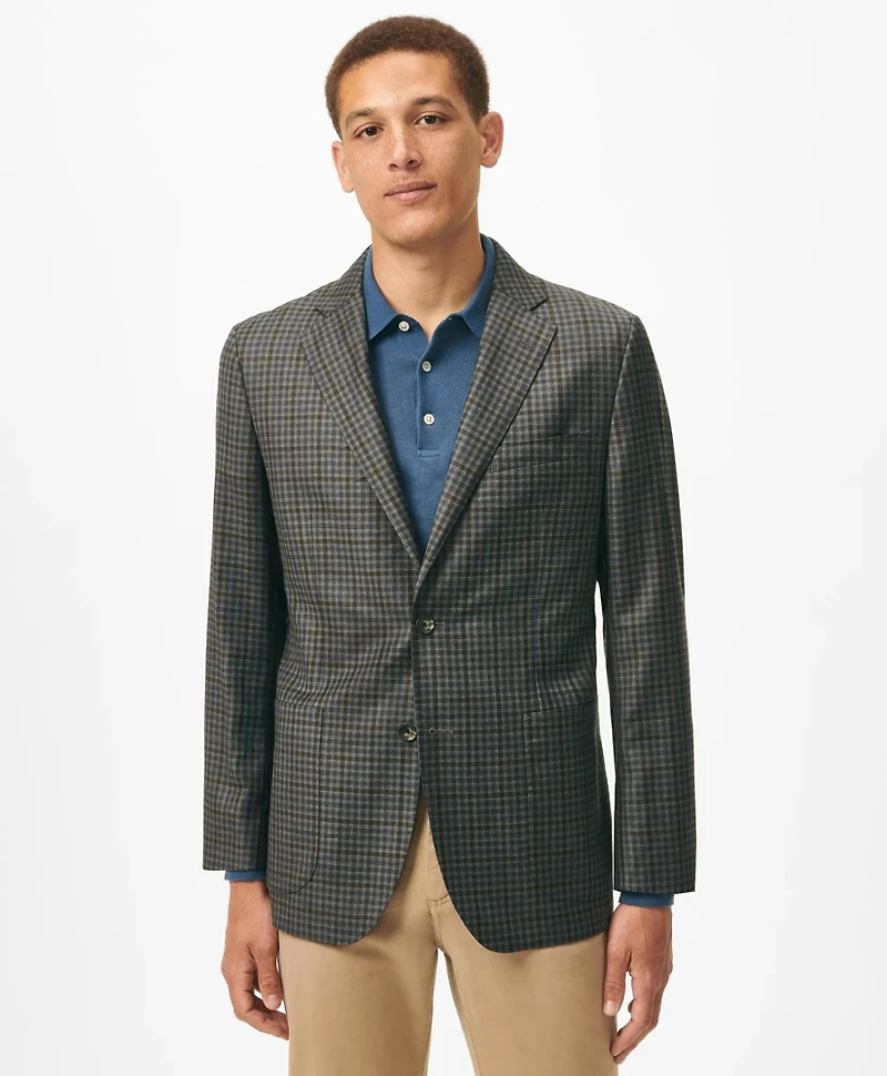 Slim Fit Gingham Sport Coat Wool