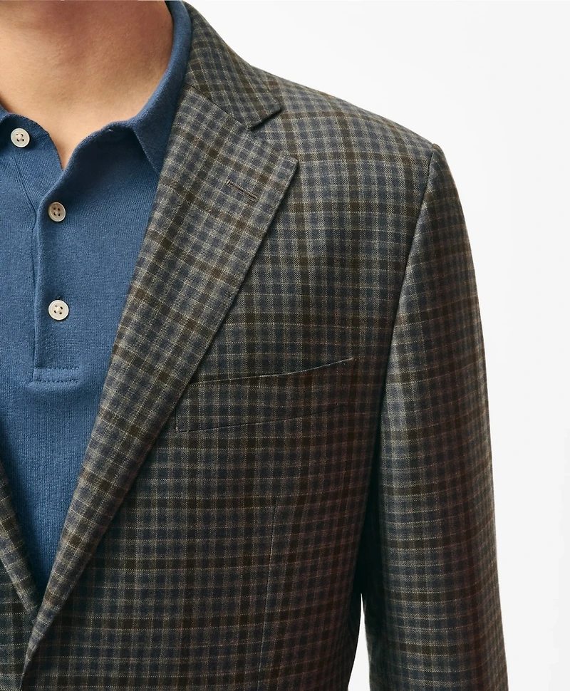Slim Fit Gingham Sport Coat Wool