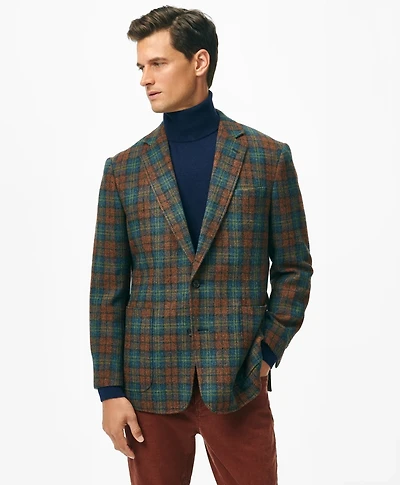 Classic Fit Sport Coat Plaid Shetland Wool Tweed