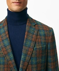 Classic Fit Sport Coat Plaid Shetland Wool Tweed