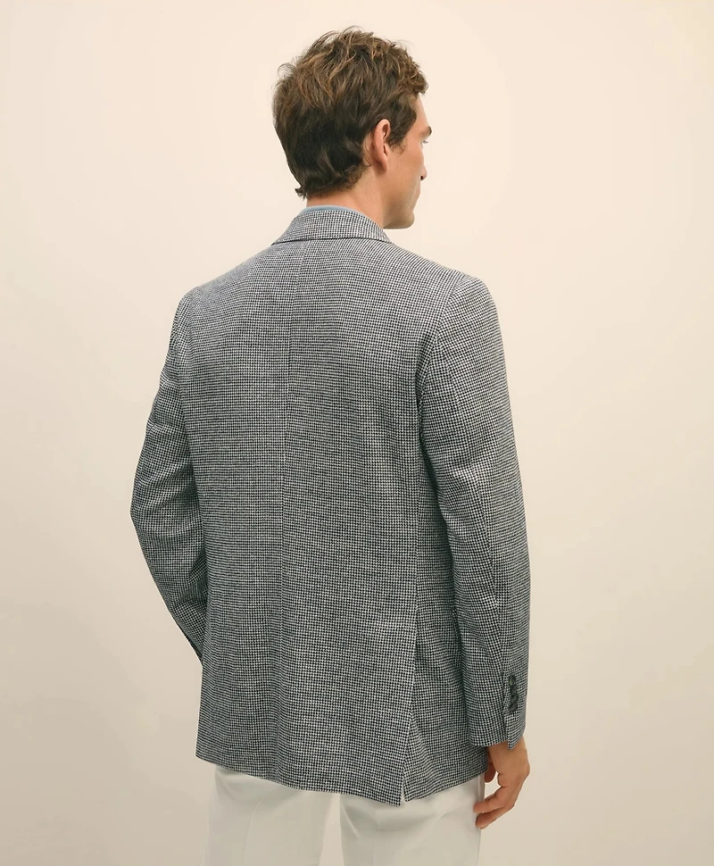 Classic Fit Linen-Wool Blend Knit Sport Coat Houndstooth