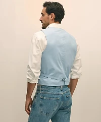 Classic Fit Cotton Patchwork Madras Vest