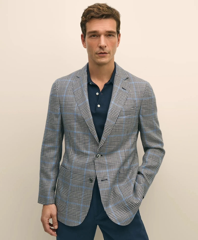 Classic Fit Wool-Linen-Silk Overcheck 1818 Sport Coat