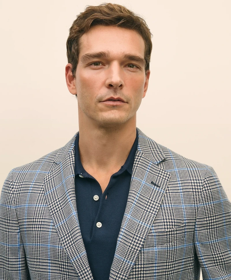 Classic Fit Wool-Linen-Silk Overcheck 1818 Sport Coat