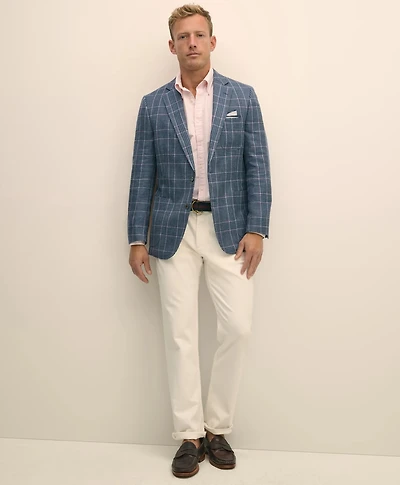Classic Fit Linen-Silk-Cotton Check 1818 Sport Coat