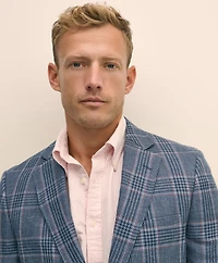 Classic Fit Linen-Silk-Cotton Check 1818 Sport Coat