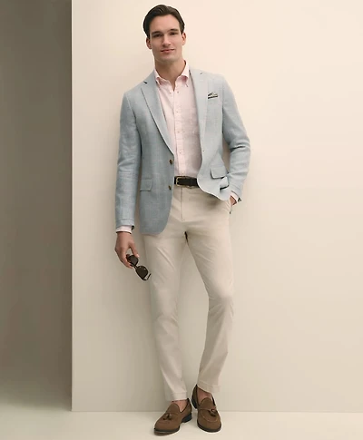 Classic Fit Linen-Wool-Silk Glen Plaid Sport Coat