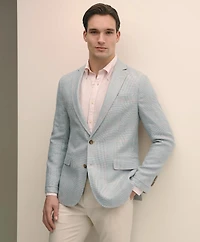 Classic Fit Linen-Wool-Silk Glen Plaid Sport Coat