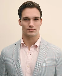 Classic Fit Linen-Wool-Silk Glen Plaid Sport Coat