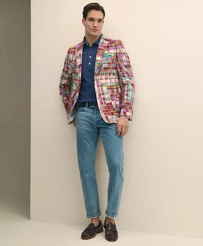 Classic Fit Cotton Patchwork Madras Sport Coat
