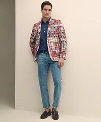 Classic Fit Cotton Patchwork Madras Sport Coat