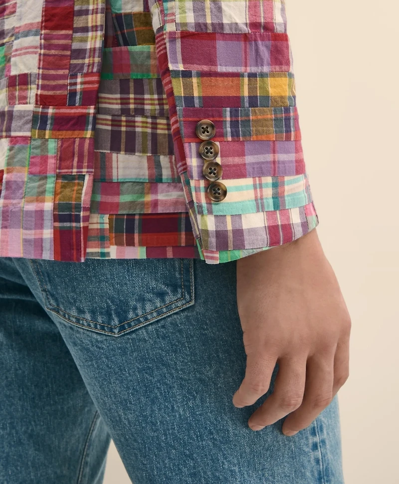 Classic Fit Cotton Patchwork Madras Sport Coat