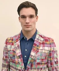 Classic Fit Cotton Patchwork Madras Sport Coat