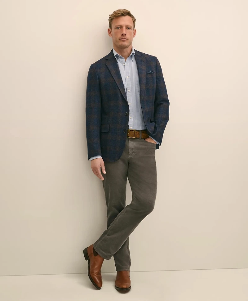 Classic Fit Wool-Cotton-Silk-Cashmere Hopsack Check Sport Coat