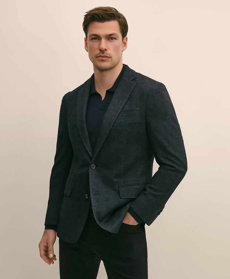 Classic Fit Wool Cotton Knit Check Sport Coat