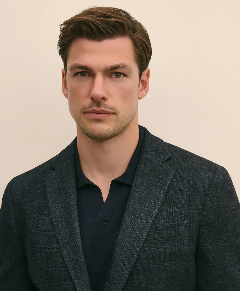 Classic Fit Wool Cotton Knit Check Sport Coat