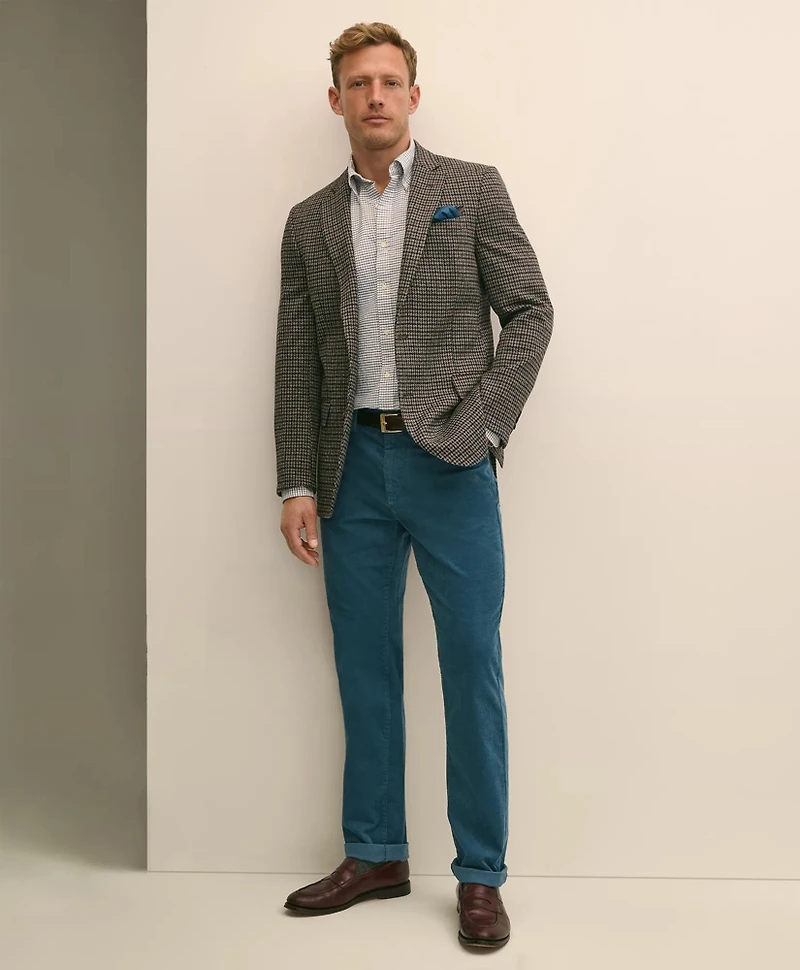 Classic Fit Cotton Wool Blend Knit Houndstooth Sport Coat
