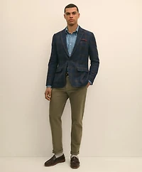 Slim Fit Wool-Cotton-Silk-Cashmere Hopsack Check Sport Coat