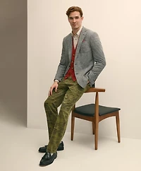 Classic Fit Herringbone Knit Sport Coat Wool-Cotton