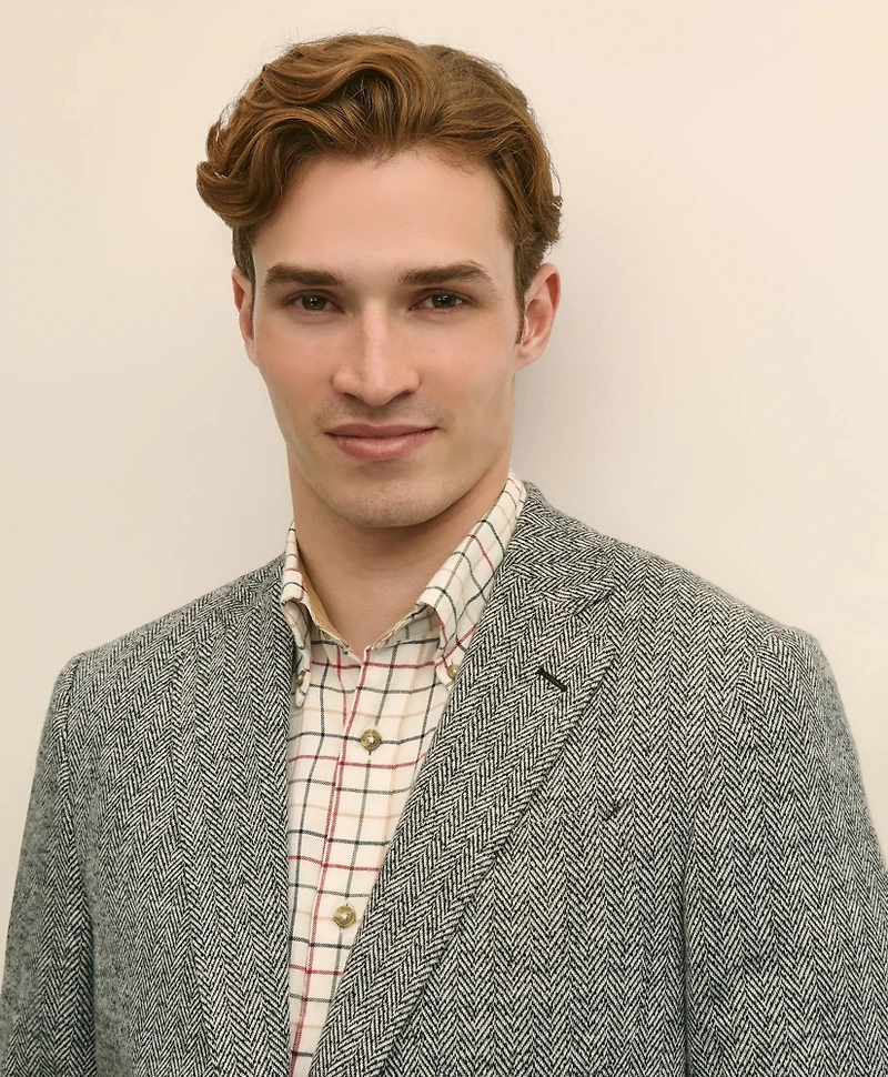 Classic Fit Herringbone Knit Sport Coat Wool-Cotton