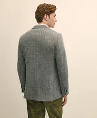 Classic Fit Herringbone Knit Sport Coat Wool-Cotton
