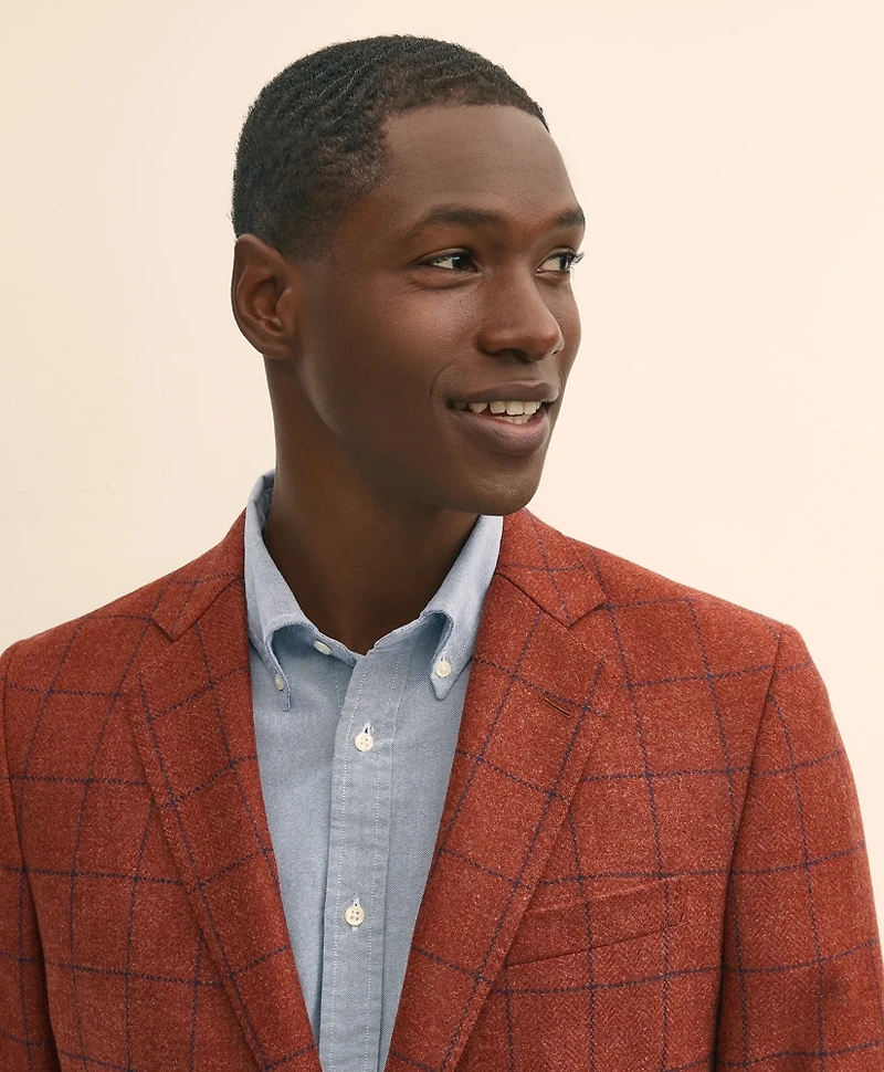 Classic Fit Wool-Cashmere Tweed Windowpane 1818 Sport Coat