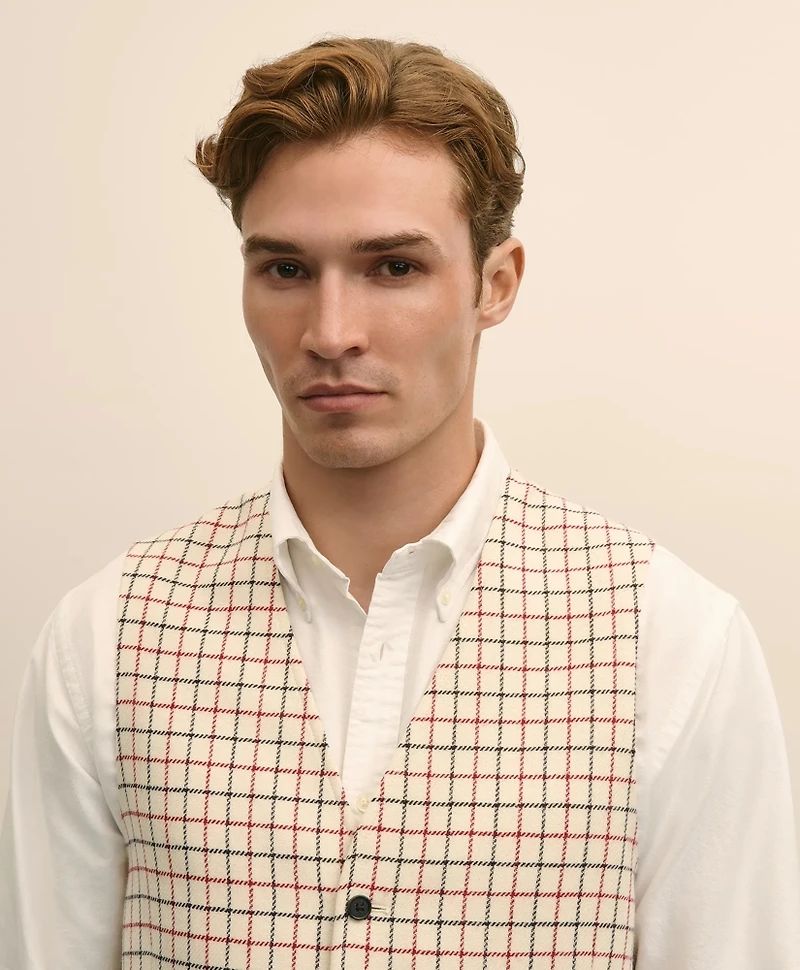 Classic Fit Wool Tattersall Suit Vest