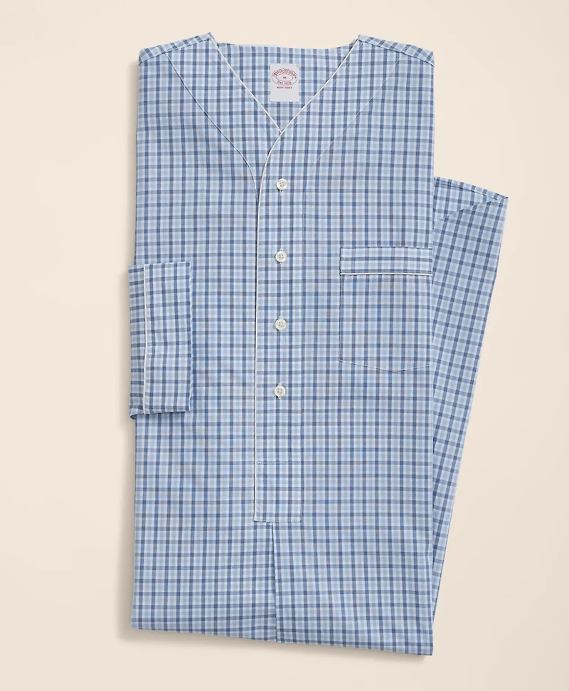 Cotton Broadcloth Checked Nightshirt