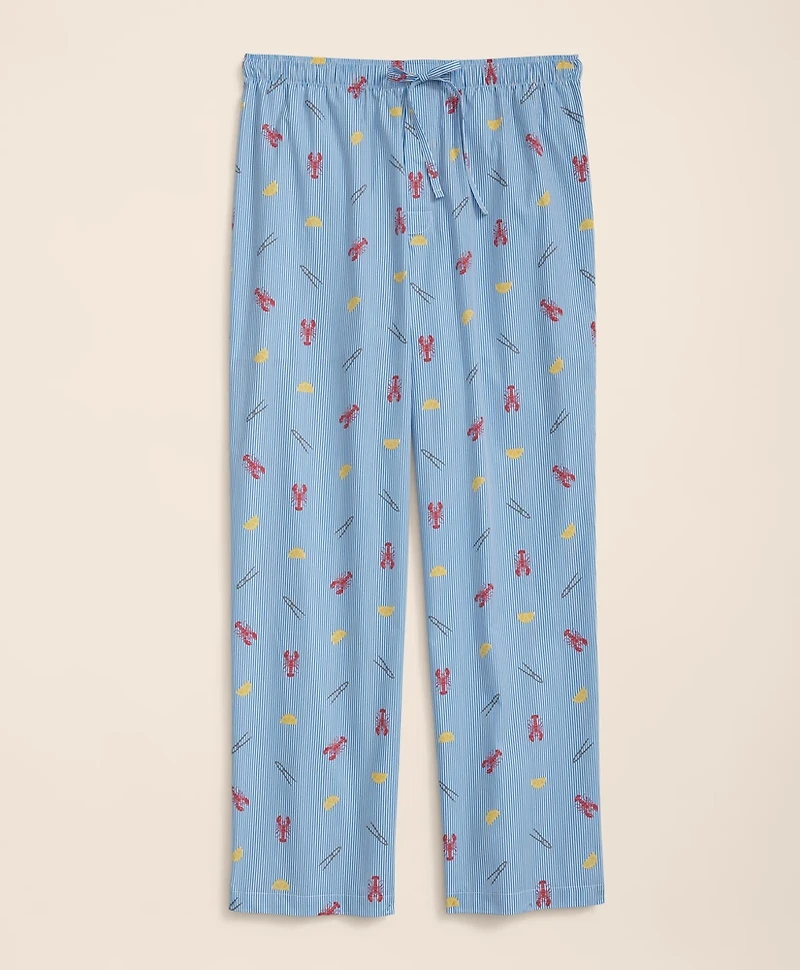 Cotton Broadcloth Lobster Motif Lounge Pants